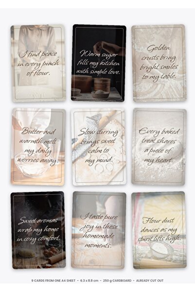 OEM The Joy of Baking Affirmation Cards, 9 Pieces, 250g Cardboard, 6.3x8.8 cm