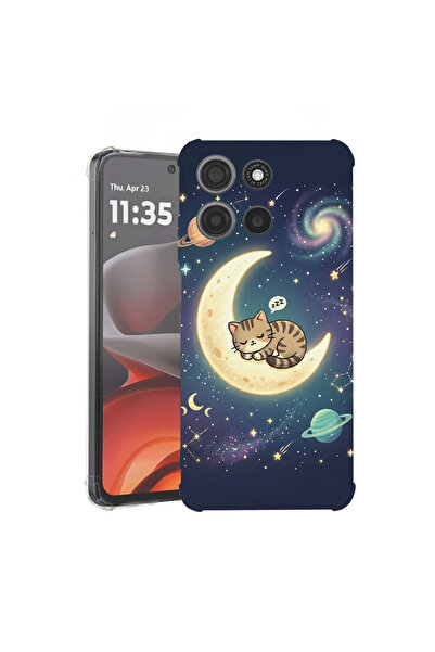 bestcase Αντικραδασμική Θήκη για Motorola Edge 70, Γάτα που κοιμάται στη φεγγ...