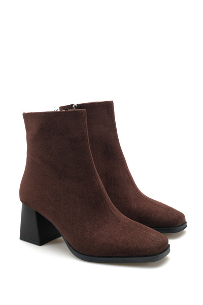 meyra'nın ayakkabıları Women's Square Toe Heeled Shoes Brown Suede