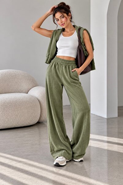bb butik basic Women's Thessaloniki Fabric Elastic Waist Pocketed Comfortable...