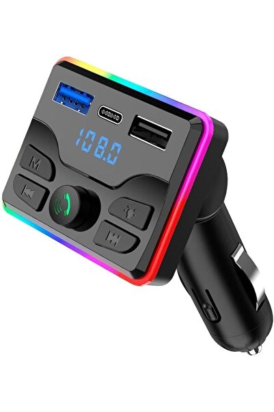 LDNIO مشغل MP3 للسيارة بتقنية البلوتوث مع إضاءة محيطة وقارئ USB وشاحن PD للسي...