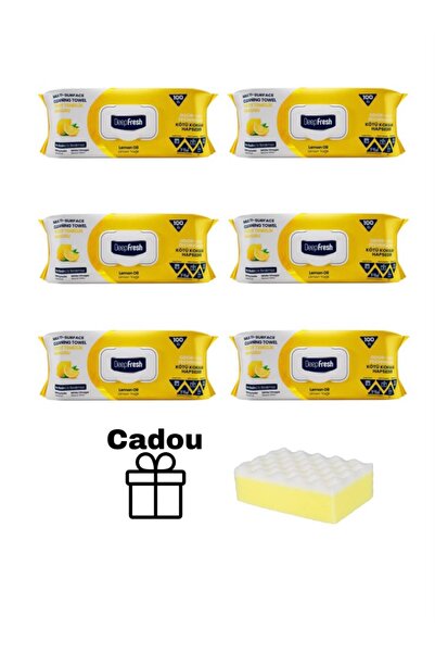 Deep Fresh Şerveţele umede pentru multisuprafeţe cu bicarbonat şi oțet Lemon 100 bucăți × 6 pachete