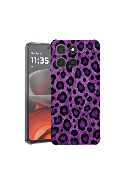 bestcase Αντικραδασμική Θήκη για Motorola Moto G77 / G67, Μωβ Σχέδιο Λεοπάρδα...