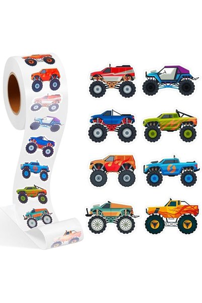 TERRIFI Monster Truck Stickers Roll for Kids Reward Labels and Scrapbooking 5...