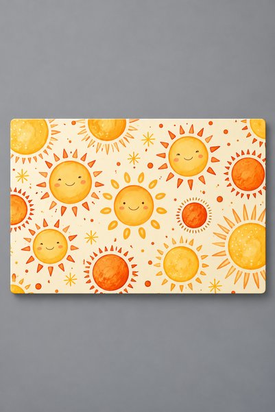 GÖKÇEOĞLU Glass Cutting Board Kawaii Sun Themed - Glass Cutting Board |   30cm X 40cm