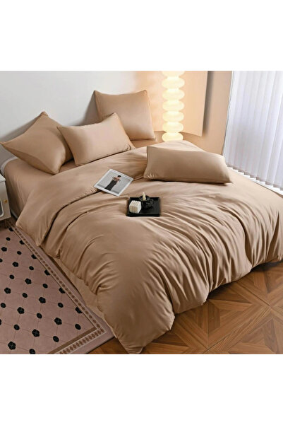 decorami Luxury Double Duvet Cover Set , Silk type, 6 pieces, beige