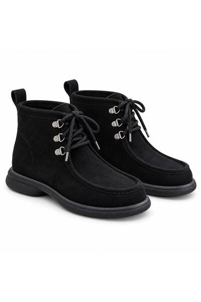 PATRON SHOES حذاء نسائي بطول الكاحل مبطن بالفرو مع أربطة - حذاء شتوي كاجوال ب...