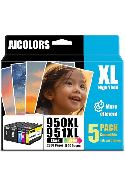Generic خرطوشة حبر متوافقة 950XL بديلة لـ HP 950XL 951XL، مجموعة من 4 قطع للا...