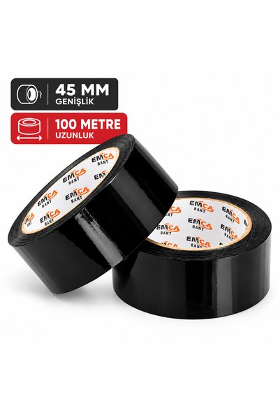 Genel Markalar Siyah Koli Bandı 45 mm x 100 Metre | Güçlü Yapışkanlı Paketlem...
