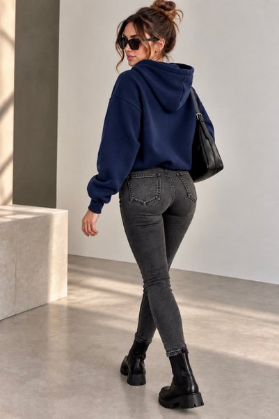 bb butik basic 3 İplik Şardonlu Kapüşonlu Stoperli Kadın Sweatshirt MY3535