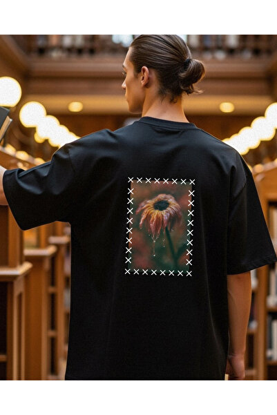 'After Rain' Siyah Oversize Tişört