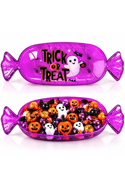 IRO Halloween Candy-Shaped Platter, 35x13x3 cm, Transparent Purple with Glitt...