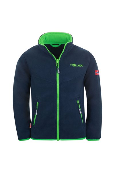 Trollkids Hanorac din fleece Oppdal XT cu fermoar pentru copii, albastru mari...