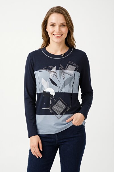 YXL COLLECTION Γυναικείο φούτερ μεγάλου μεγέθους από Lycra με λαιμόκοψη ποδηλ...
