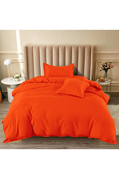 decorami Bed linen 140x200cm, FINE Cotton , 4 pieces, with Stretchy, Orange