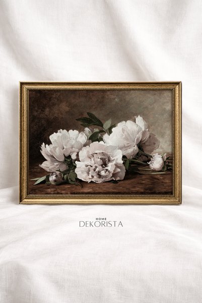 HOME DEKORİSTA Vintage CAMSIZ çiçek tablo, çiçek duvar dekoru, çiçekli tablo ...
