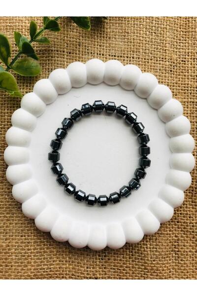Luba Hematite Bracelet Black Shiny Inox Color Original Natural Hematite Stone...