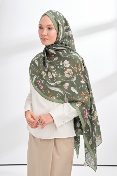 ARMANDA Floral Archive Rosalie Pattern Shawl - Linen - Khaki
