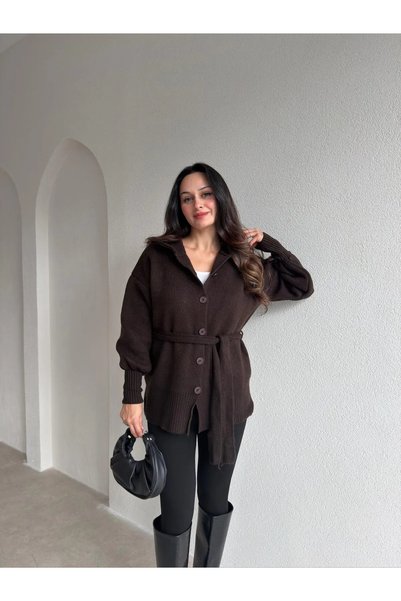 Mooi Butik MARONE Triko Hırka 4382 - Acı Kahve