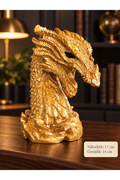 Ejderha Başı Dekoratif Biblo – Masaüstü ve Ofis Aksesuarı, 17 cm
