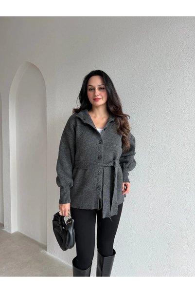 Mooi Butik MARONE Triko Hırka 4382 - Gri