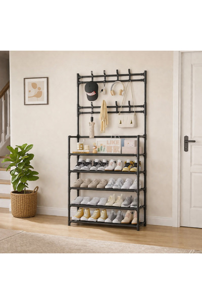 MODALITE Cuier haine cu suport pantofi 5 rafturi, Design modern, Organizator ...