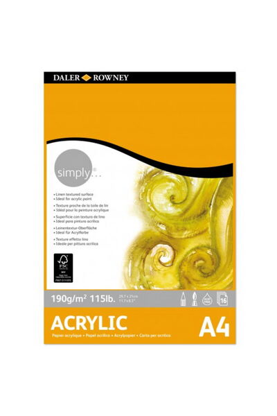 Daler Rowney Απλά Ακρυλικό Χαρτί 190γρ/τμ 21x29.7εκ 16 Φύλλα