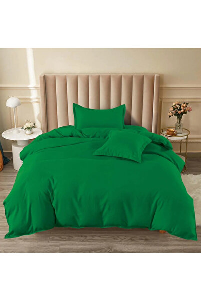 decorami Bed linen 140x200cm, FINE Cotton , 4 pieces, with Stretchy, Emerald ...