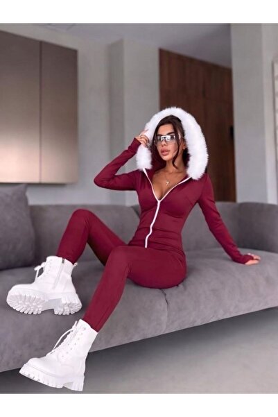 Fashiontayt Fur-Clothed Zippered Scuba Fabric Jumpsuit