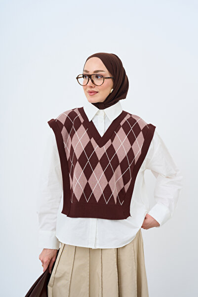 LOCCO Women's Baklava Pattern Sweater Shirt Mink
