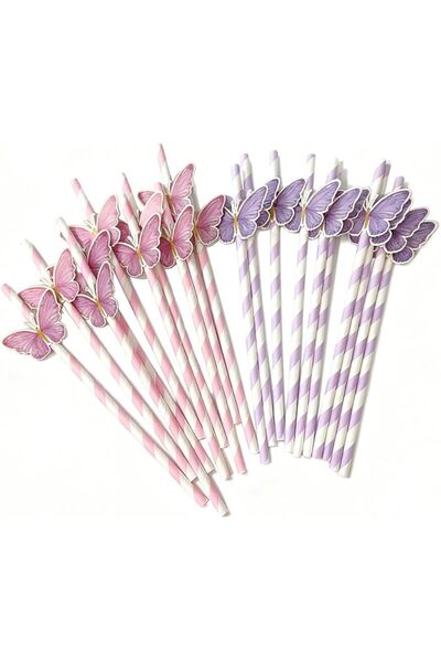 Yelajoy 60Pcs Butterfly Paper Straws, Disposable Cocktail Straws, Drinking St...