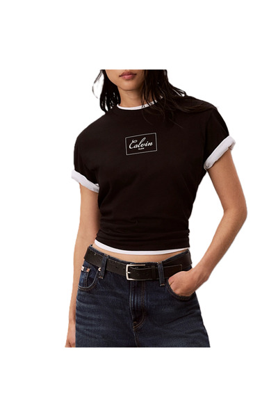 Calvin Klein Γυναικείο Μπλουζάκι Κοντομάνικο Φαρδύ με Έντονο Λογότυπο Κουτιού