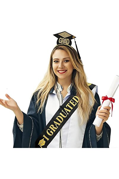 GENERAL 2 Pcs Graduation Cap Headband and Shoulder Strap Set - Graduate Satin...