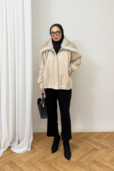 Melike Tatar Süet Kürklü Mont 12-70212
