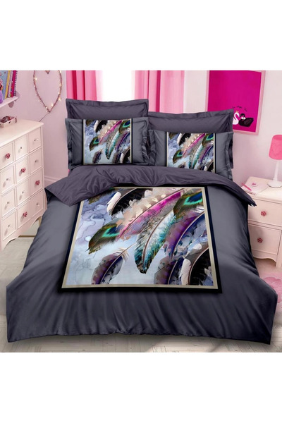 decorami Double bed linen, FINET, 6 pieces, IDENTICAL TO THE PICTURE, Charcoa...
