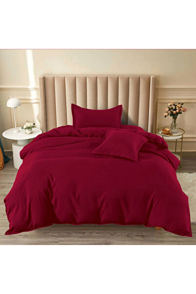 decorami Bed linen 140x200cm, FINE Cotton , 4 pieces, with Stretchy, Grena