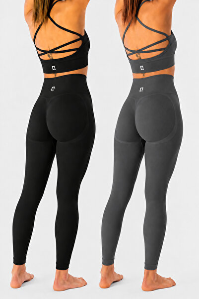 HARSFIT Pachet de 2 colanți sport BRIZA, fără cusături, cu talie înaltă și ef...
