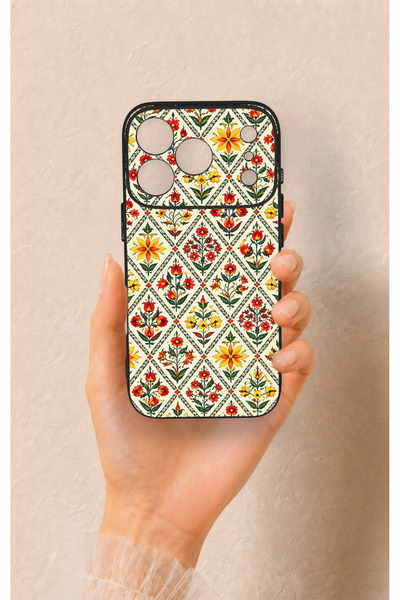 Vip Case iPhone 17 Pro Compatible Tile Tulip Patterned Silicone Case