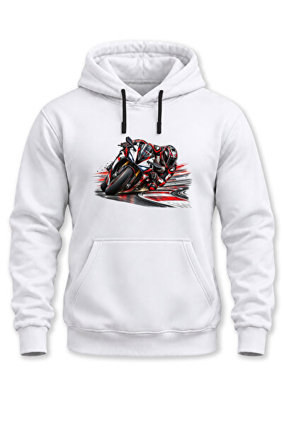 WİDİ Unisex Sportbike Motorcycle Printed Hooded Sweatshirt Race Track Rider D...