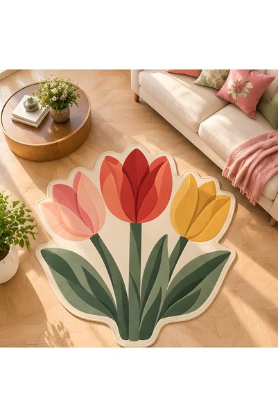 Rugs Modern Halı Eta Tulip Pattern Modern Woven Base Decorative Carpet Eta4363