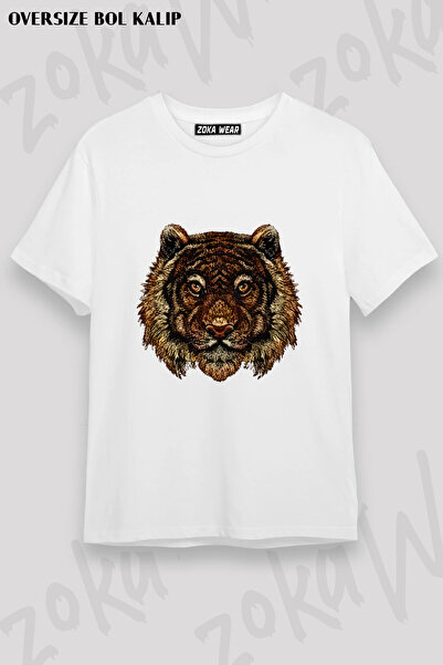 ZOKAWEAR Kaplan Ay Dolunay Moon Tiger Printed T-Shirt