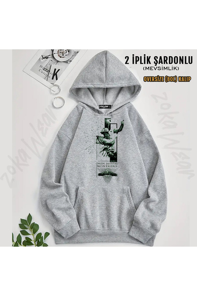 ZOKAWEAR Non Desistas Non Exieris Printed Hooded Sweatshirt