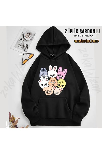 ZOKAWEAR Stray Kids Skzoo V7 Printed Hooded Sweatshirt