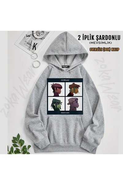 ZOKAWEAR Gorillaz White Printed Hooded Sweatshirt