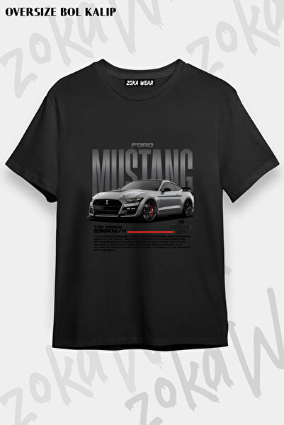 ZOKAWEAR Ford Mustang Gray Printed T-Shirt