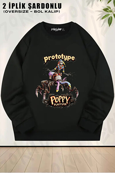 ZOKAWEAR Poppy Playtime Prototype Printed Crew Neck Sweatshirt