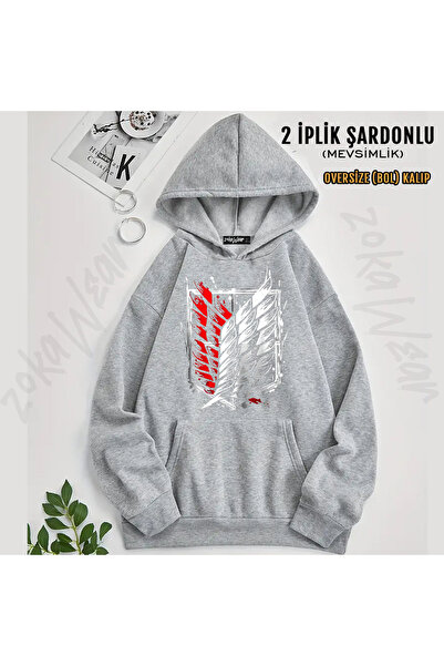 ZOKAWEAR Attack on Titan Front and Back Printed Hooded Sweatshirt