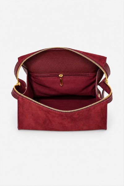 Alessia Bag Elain Zippered Genuine Suede Hand and Shoulder Bag