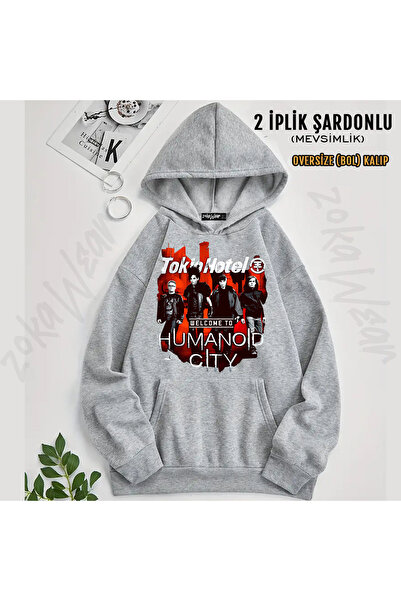 ZOKAWEAR Tokio Hotel Welcome to Humanoid City Printed Hooded Sweatshirt