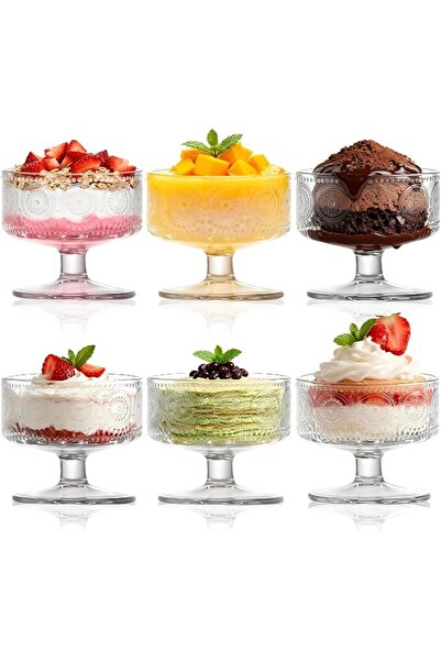GENERAL MYKAGS 6 Pack Glass Dessert Bowls Elegant Sundae Glasses for Ice Crea...